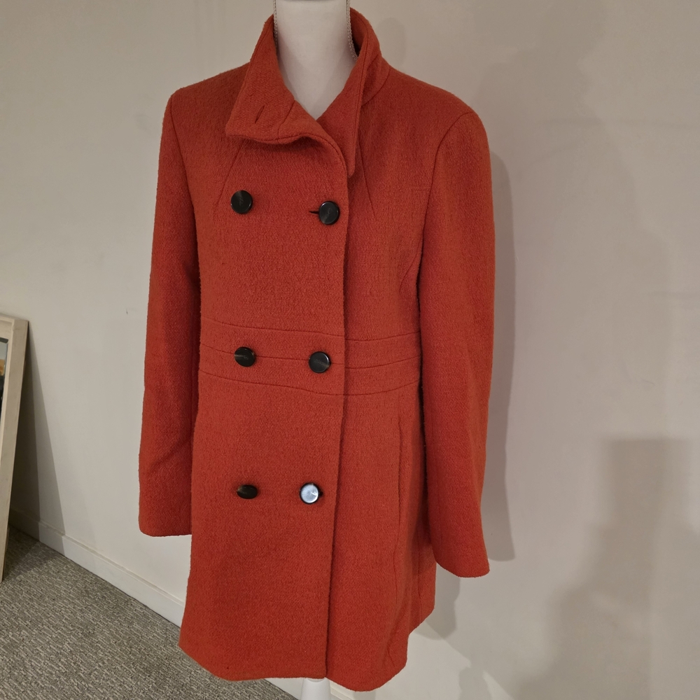 Ann Taylor Women's Double-Breasted Orange Pea Coat